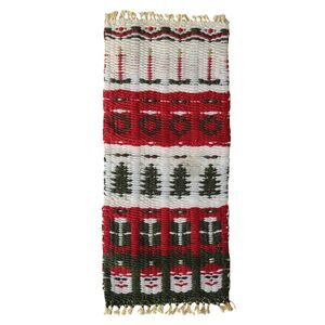 Vintage Artisan Handwoven Christmas Holiday Tapestry Table Decor Or Wall Hanging